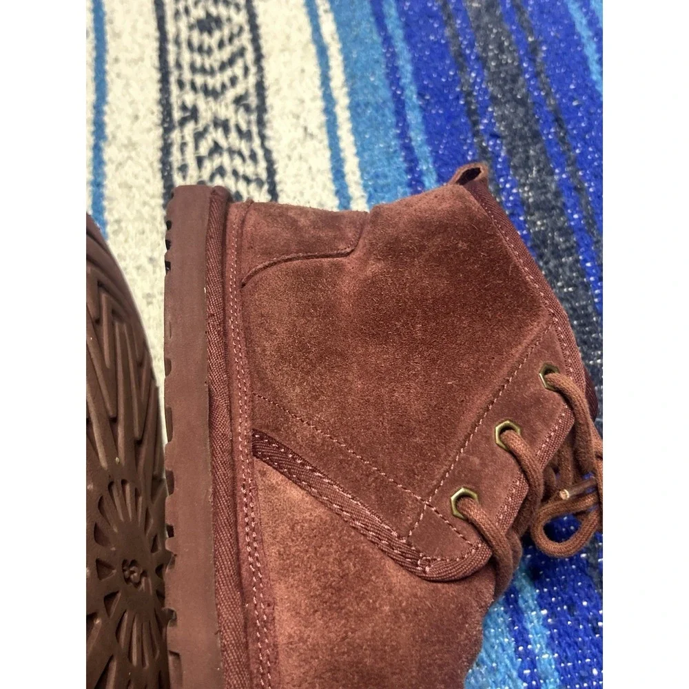 UGG Neumel Chukka Boots Men's Size 10 Burgundy Oxblood Suede Wool Lined